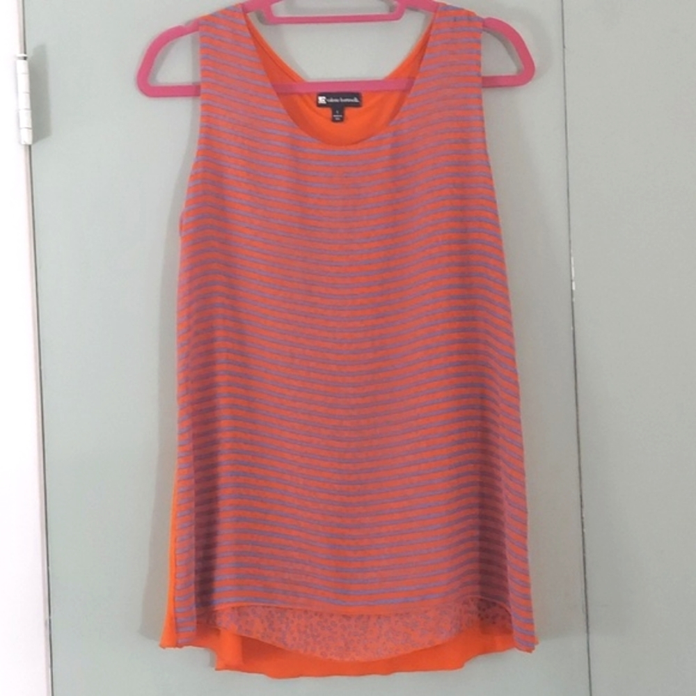 Valerie Bertinelli Layered Orange, Blue Tank Top Sz L